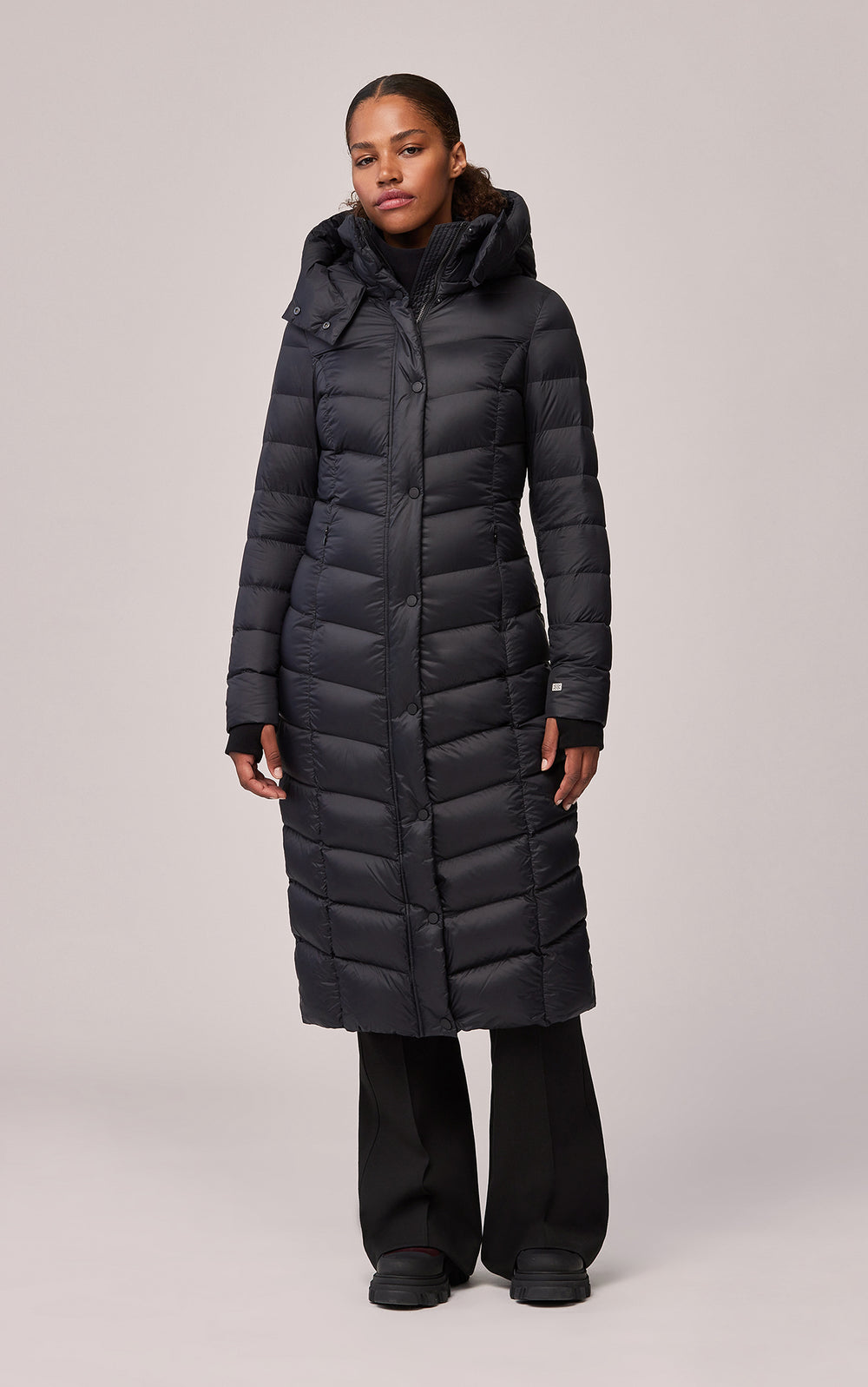 Ivana, Sustainable calf-length lightweight down coat with hood | Soia ...