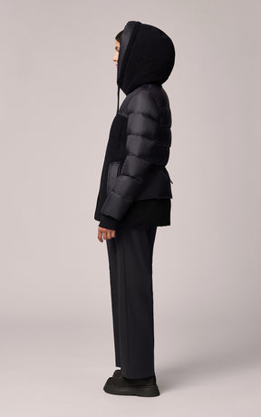 Mae, Slim-fit textured down jacket with hood | Soia & Kyo Canada